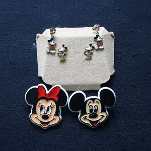 Mickey Mouse Minnie Mouse Earrings and Pins Collection 1970's